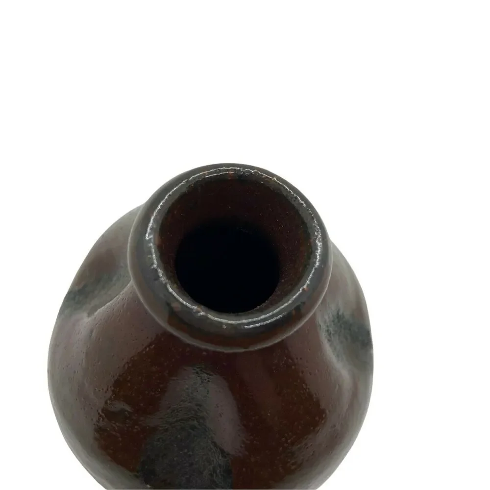 Pinch Pot Bud Vase Vintage Brown Decorative Charming Little Bud Vase Signed JD - Picture 5 of 13